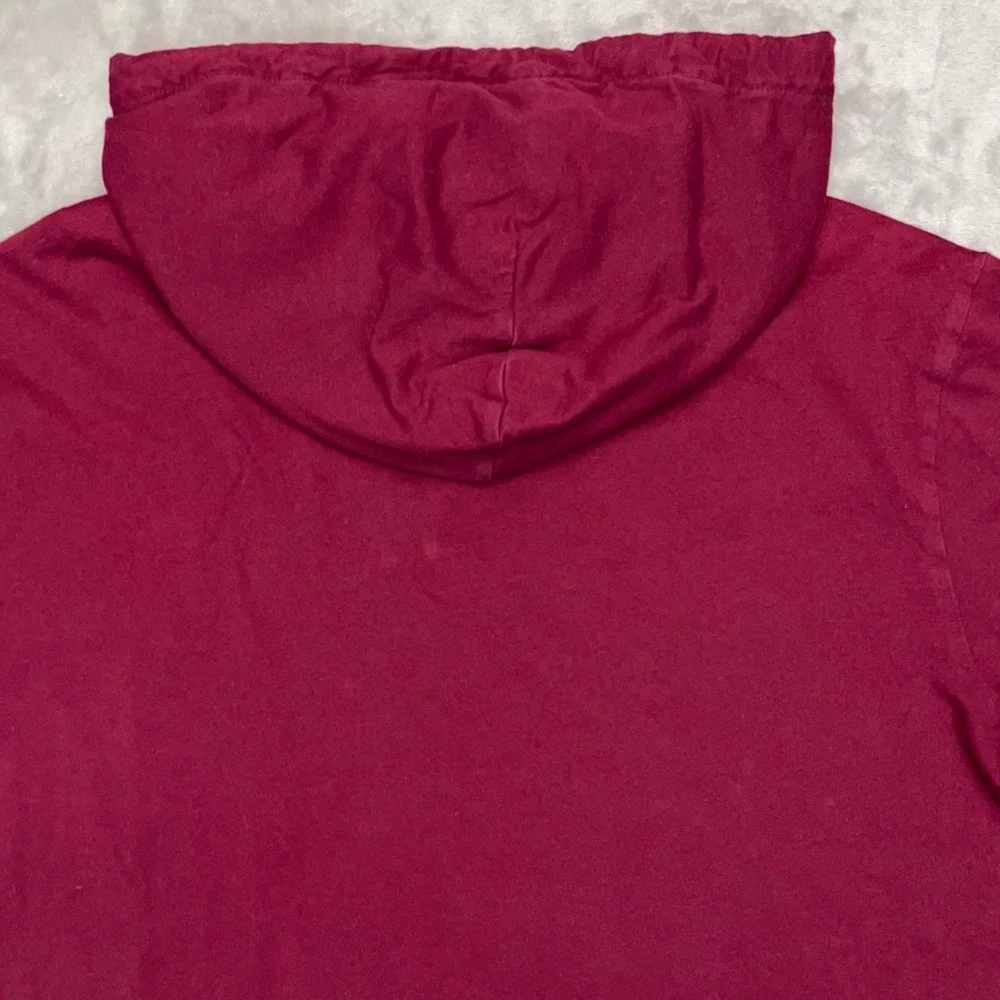 POLO RALPH LAUREN Jersey Hooded T-Shirt Mens Large Burgundy Long Sleeve Pony Tee